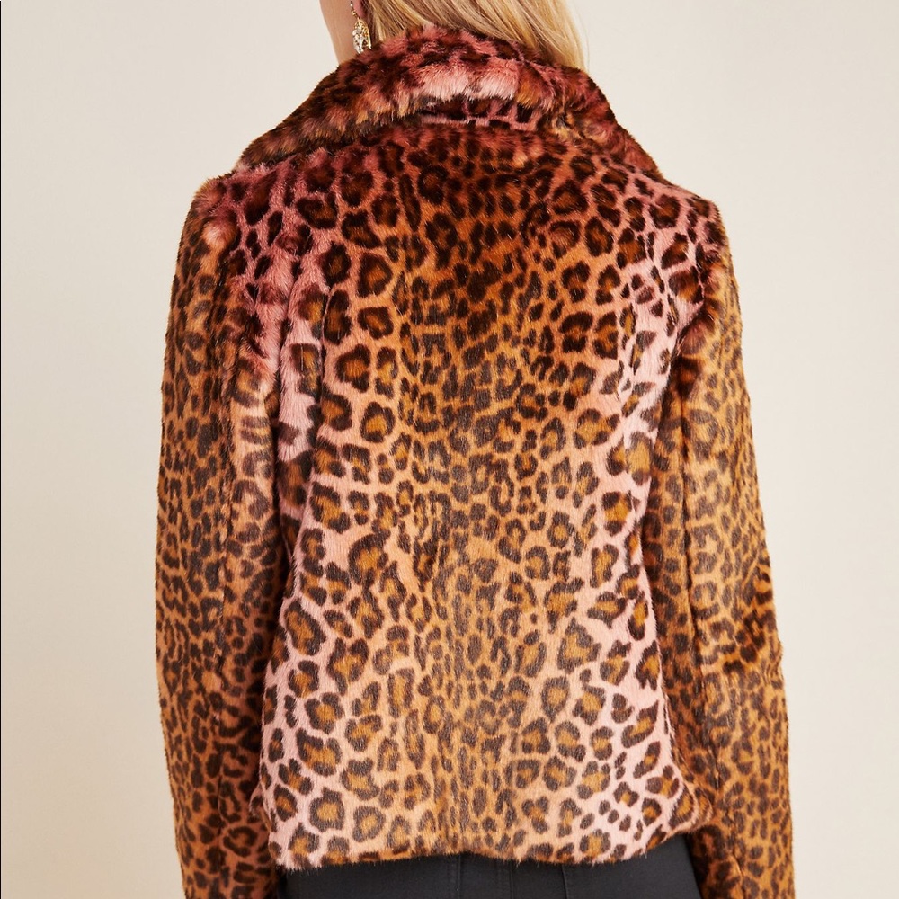 NWT Unreal Fur Leopard Faux Fur Coat - Picture 3 of 7